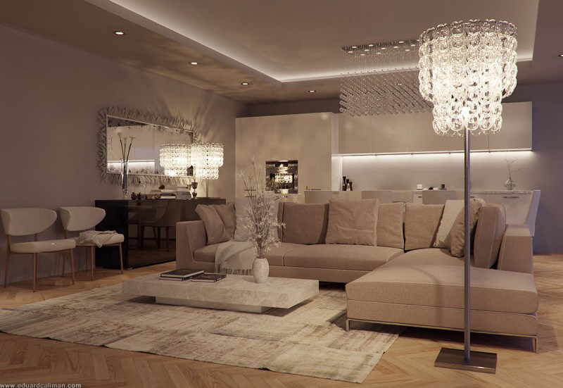 Luxurious Living Room Visualized by Eduard Caliman