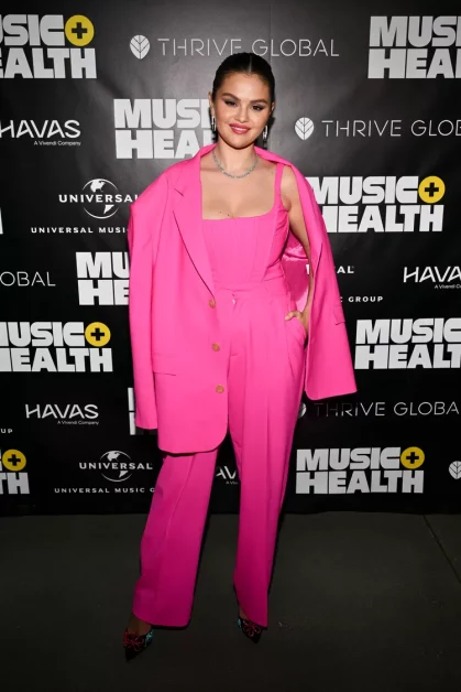Barbiecore Vibes: Selena Gomez's Bold Pink Power Suit Statement