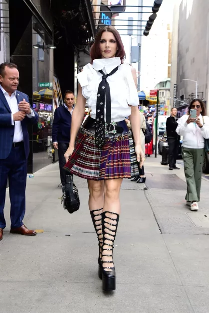 Fashion Maverick Julia Fox Blends Prep and Goth in NYC Streets