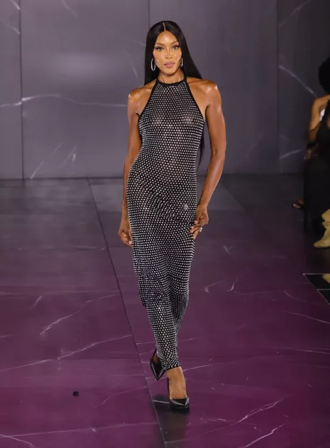 Iconic Supermodel Naomi Campbell Owns the Runway in Dazzling Sheer Look at Inaugural PrettyLittleThing Show